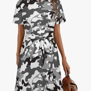 Camouflage Button-Up Dress